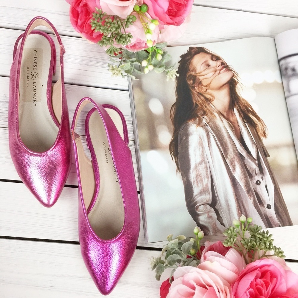 Chinese Laundry Metallic Pink Slingback Flats 6